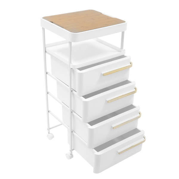 CNCEST Table de chevet verticale à 4 tiroirs, meuble de rangement mobile, table de chevet