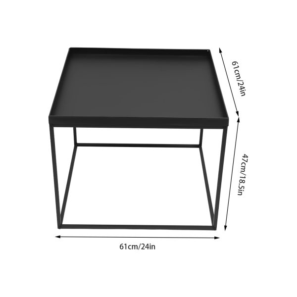 Table d'appoint carrée - Table basse mobile - Cadre en acier - Imperméable - Anti-rayures - Noir - Pour salon, chambre à coucher Table d'appoint carrée - Table basse mobile - Cadre en acier - Imperméable - Anti-rayures - Noir - Pour salon, chambre à coucher
