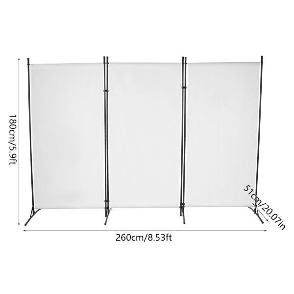 Paravent pliant 260*180cm-blanc