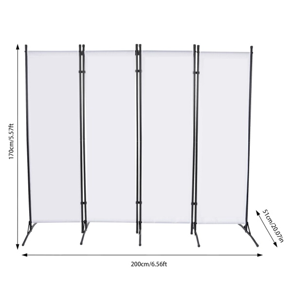 Paravent de séparation pliant 200*170 cm, adapté au salon, à la chambre, au bureau (blanc)