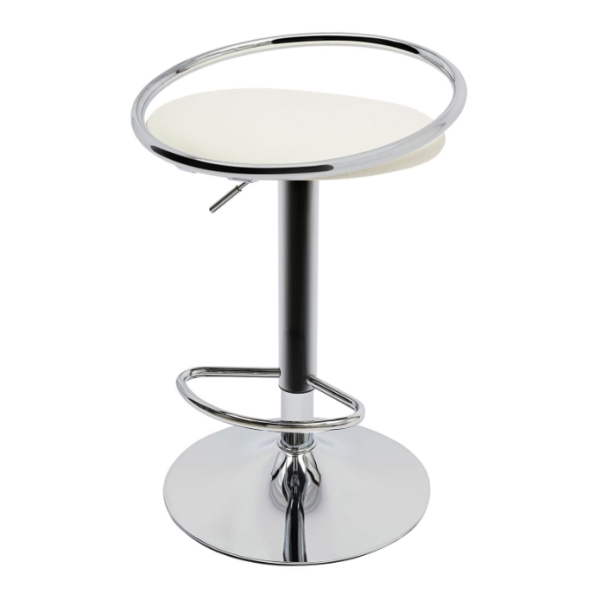 Chaise de bar élévatrice pivotante à 360°, chaise de bar - blanc - pieds argentés, capacité de charge maximale 150 kg