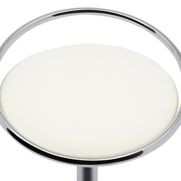 Chaise de bar élévatrice pivotante à 360°, chaise de bar - blanc - pieds argentés, capacité de charge maximale 150 kg