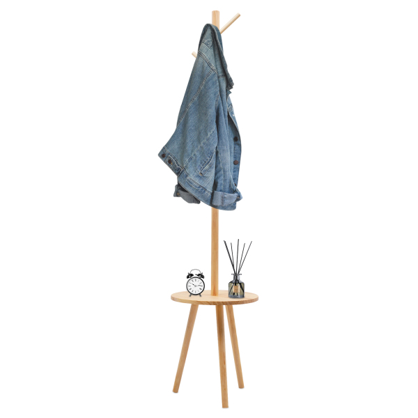 Porte-manteau, Porte-manteau autoportant, Porte-manteau avec étagère, Pour les couloirs, les chambres, les salons, etc., 40*40*172cm, Colour log