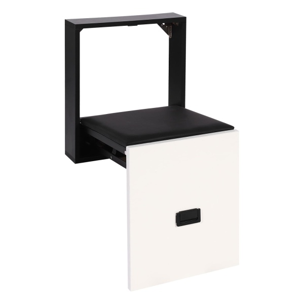 Tabouret mural pliable, tabouret à langer, chaise pliante ultra fine - Noir et blanc