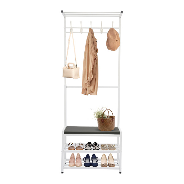 Porte-manteaux et chaussures d'entrée, 3 en 1, porte-manteaux et chaussures, banc à chaussures, porte-manteaux et chaussures avec tabouret