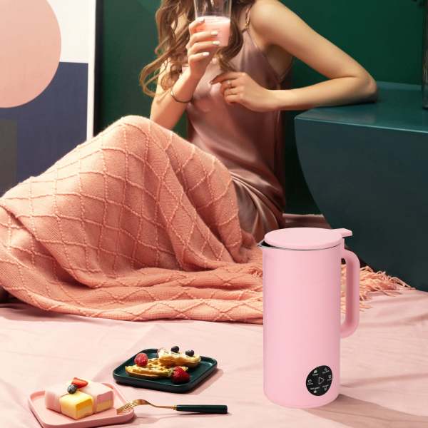 Machine à lait de soja, lait végétal - Presse-agrumes - Machine à lait de soja avec lame en acier inoxydable - pour riz, céréales (rose)