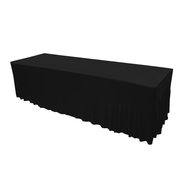 Lot de 2 nappes rectangulaires à volants - Pour mariage, fête, banquet, salle à manger, 244 x 76 cm - Noir