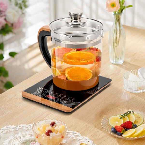 Théière et bouilloire électrique 2 en 1 avec réglage de la température 1,8 l