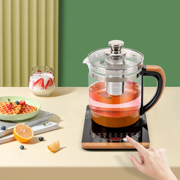 Théière et bouilloire électrique 2 en 1 avec réglage de la température 1,8 l