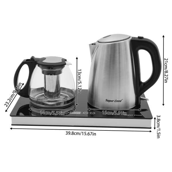 Bouilloire électrique à deux brûleurs, 1800W, écran LCD, deux boutons, bec verseur en V, pour préparer différentes boissons