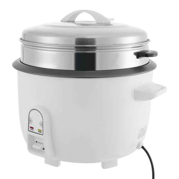Cuiseur à riz commercial moderne de grande capacité utilisé dans les cuisines, les hôtels, 18,5 x 16,54 x 16,14 pouces, 3,43 gal, blanc
