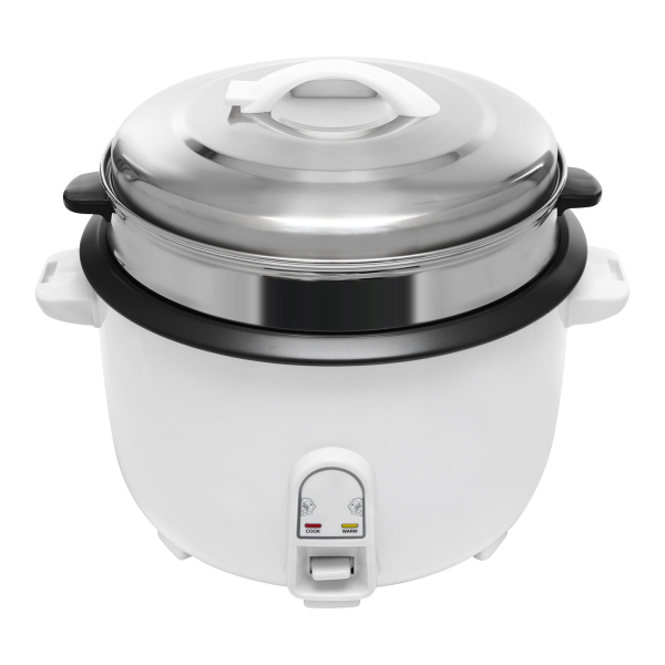Cuiseur à riz commercial moderne de grande capacité utilisé dans les cuisines, les hôtels, 18,5 x 16,54 x 16,14 pouces, 3,43 gal, blanc