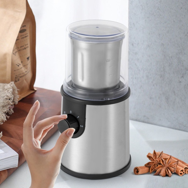 Moulin à café électrique, moulin à épices 350 W, capacité 80g, acier inoxydable pour grains de café, graines de lin, noix, épices, céréales