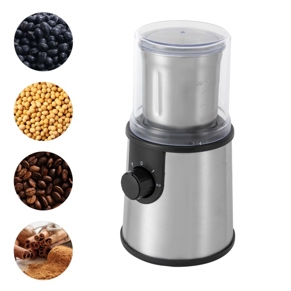 Moulin à café électrique, moulin à épices 350 W, capacité 80g, acier inoxydable pour grains de café, graines de lin, noix, épices, céréales