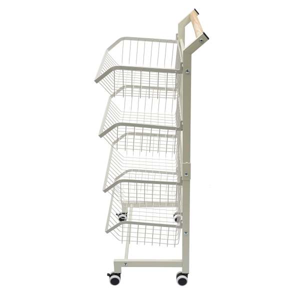 Corbeille à fruits pour la cuisine, chariot de rangement, chariot de cuisine avec roues verrouillables (blanc)