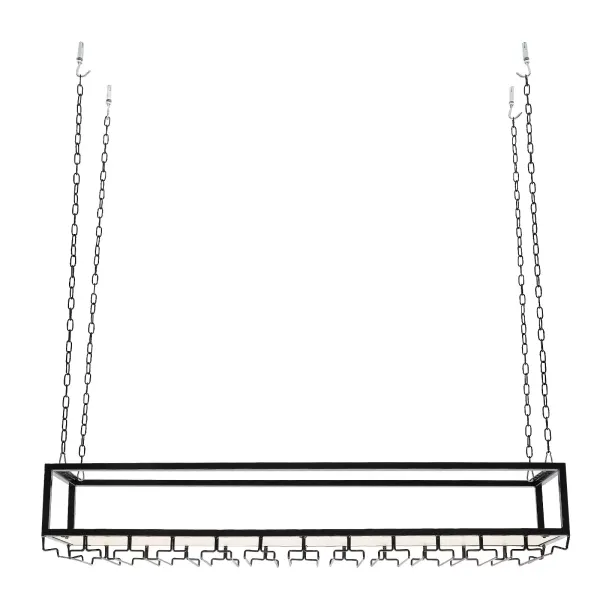 Support à verres à vin suspendu industriel réglable avec support en verre et étagère pour bar de cuisine (120 cm) Support à verres à vin suspendu industriel réglable avec support en verre et étagère pour bar de cuisine (120 cm)