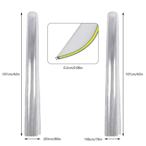 Protecteur de couverture de table transparent de 78 x 42 pouces, tampons de protection de 2 mm d'épaisseur,pour table de salle à manger