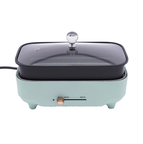 Poêle électrique 3 en 1, poêle électrique antiadhésive avec plaque et couvercle en verre, température réglable, 800 W