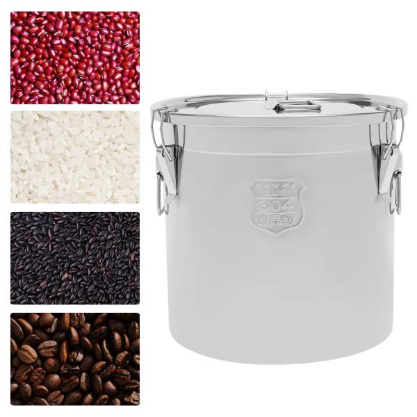 Bidon hermétique en acier inoxydable pour la cuisine, récipient de bidons de grains de céréales de riz avec poignées + couvercle (33L) Bidon hermétique en acier inoxydable pour la cuisine, récipient de bidons de grains de céréales de riz avec poignées + couvercle (33L)