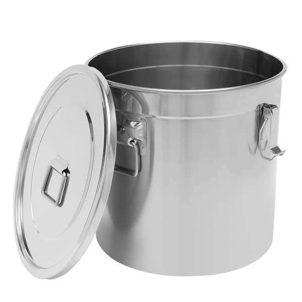 Bidon hermétique en acier inoxydable pour la cuisine, récipient de bidons de grains de céréales de riz avec poignées + couvercle (33L)