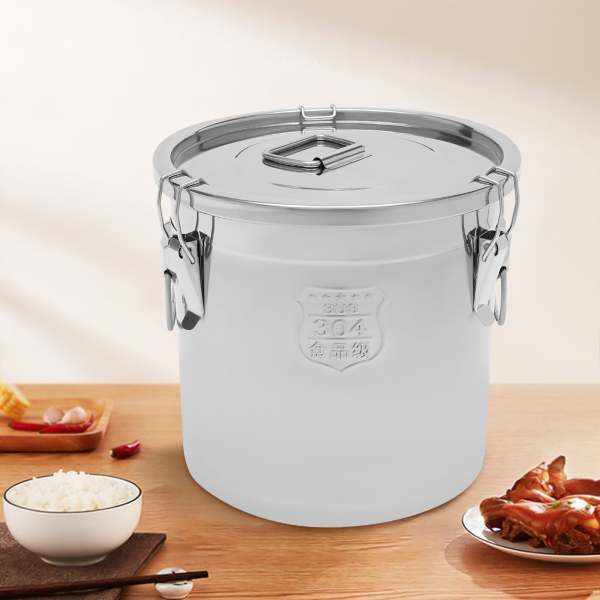 Bidon hermétique en acier inoxydable pour la cuisine, récipient de bidons de grains de céréales de riz avec poignées + couvercle (21L) Bidon hermétique en acier inoxydable pour la cuisine, récipient de bidons de grains de céréales de riz avec poignées + couvercle (21L)