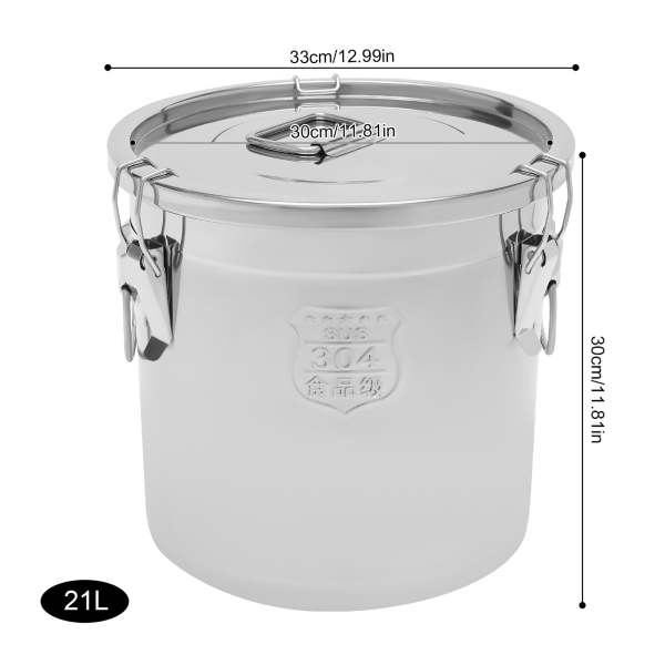 Bidon hermétique en acier inoxydable pour la cuisine, récipient de bidons de grains de céréales de riz avec poignées + couvercle (21L) Bidon hermétique en acier inoxydable pour la cuisine, récipient de bidons de grains de céréales de riz avec poignées + couvercle (21L)