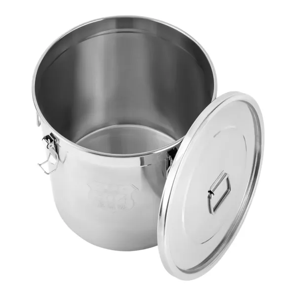 Acier inoxydable hermétique bidon pour la cuisine, sec / humide alimentaire riz bidon de céréales conteneur garder la farine, le sucre, le café et le thé seau de stockage frais avec poignées + couvercle (48L)