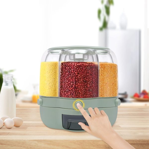 Distributeur de céréales 6 en 1, distributeur de céréales pour la cuisine, le petit-déjeuner (12,5 kg Matcha)