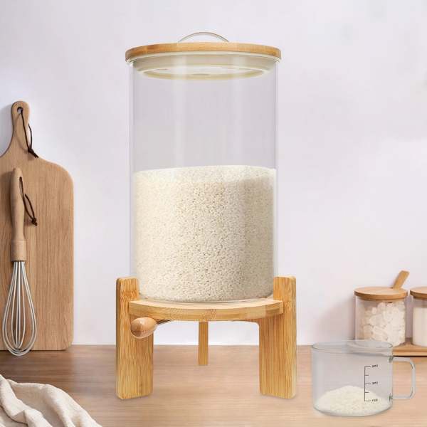 Distributeur de céréales en verre de 7,5 l, Récipient de stockage de céréales, Distributeur d'aliments avec couvercle Distributeur de céréales en verre de 7,5 l, Récipient de stockage de céréales, Distributeur d'aliments avec couvercle