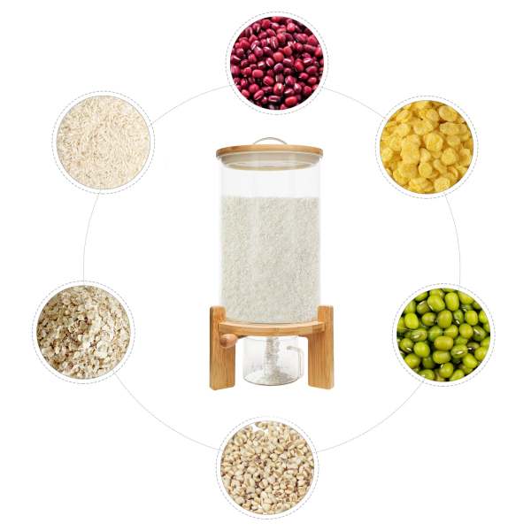 Distributeur de céréales en verre de 7,5 l, Récipient de stockage de céréales, Distributeur d'aliments avec couvercle Distributeur de céréales en verre de 7,5 l, Récipient de stockage de céréales, Distributeur d'aliments avec couvercle