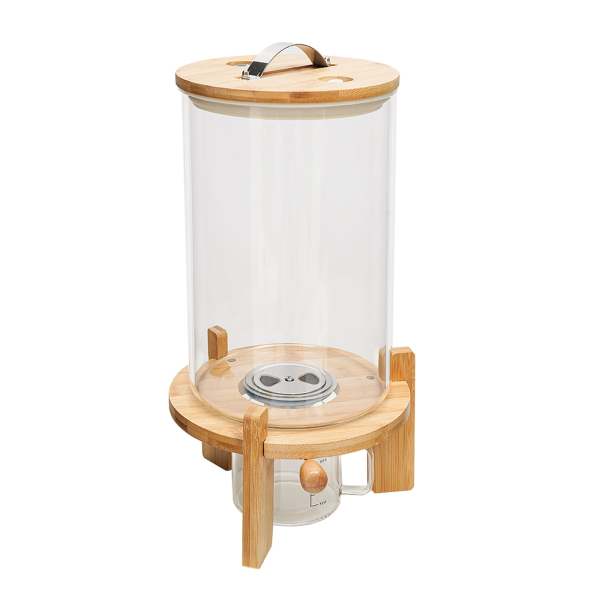 Distributeur de céréales en verre de 7,5 l, Récipient de stockage de céréales, Distributeur d'aliments avec couvercle