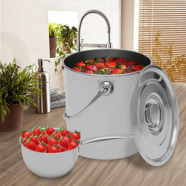Seau en acier inoxydable seau alimentaire seau de cuisine seau d'alimentation seau à lait et cuillère 20L