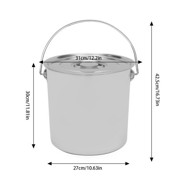 Seau en acier inoxydable seau alimentaire seau de cuisine seau d'alimentation seau à lait et cuillère 20L Seau en acier inoxydable seau alimentaire seau de cuisine seau d'alimentation seau à lait et cuillère 20L