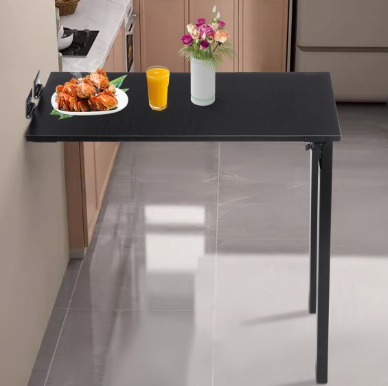 Table à manger pliante 75*40cm, table pliante murale, noire
