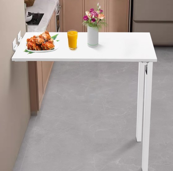 Table à manger pliante 75*40cm, table pliante murale, blanche