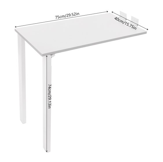 Table à manger pliante 75*40cm, table pliante murale, blanche