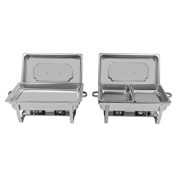 Ensemble de 2 chauffe-plats de restauration, à utiliser lors des banquets de vacances, des réunions de famille, en acier inoxydable 410