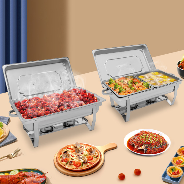 Ensemble de 2 chauffe-plats de restauration, à utiliser lors des banquets de vacances, des réunions de famille, en acier inoxydable 410 Ensemble de 2 chauffe-plats de restauration, à utiliser lors des banquets de vacances, des réunions de famille, en acier inoxydable 410