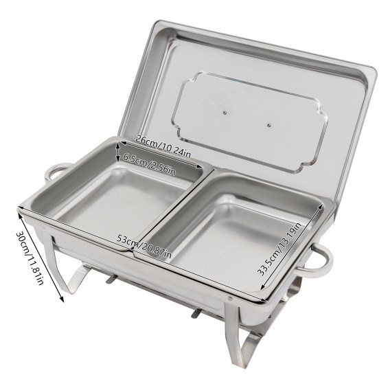 Chauffe-buffet En Acier Inoxydable 11 L - Double Compartiment, Réchaud à Alcool - Pour Fêtes, Mariages, Banquets - 4