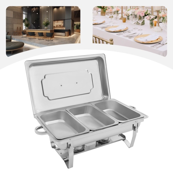 Lot de 3 plats de cuisson 9 l - 3 récipients de conservation au chaud en acier inoxydable