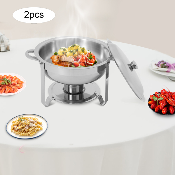 Ensemble de 2 réchauds pour buffet 4,5 L, Ensemble de plats chauffants pour buffet - Argent