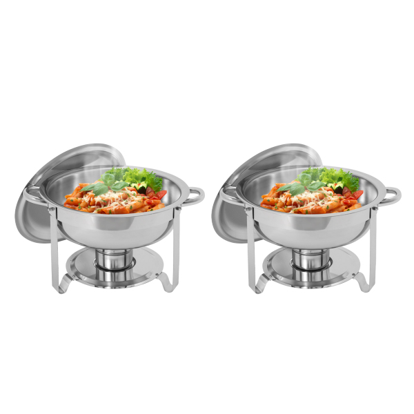 Ensemble de 2 réchauds pour buffet 4,5 L, Ensemble de plats chauffants pour buffet - Argent
