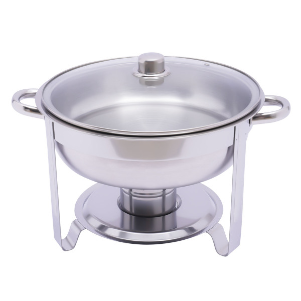 Ensemble chauffe-plat rond en acier inoxydable, lave-vaisselle 3,5 l, avec couvercle, chauffe-aliments, 42x30cm