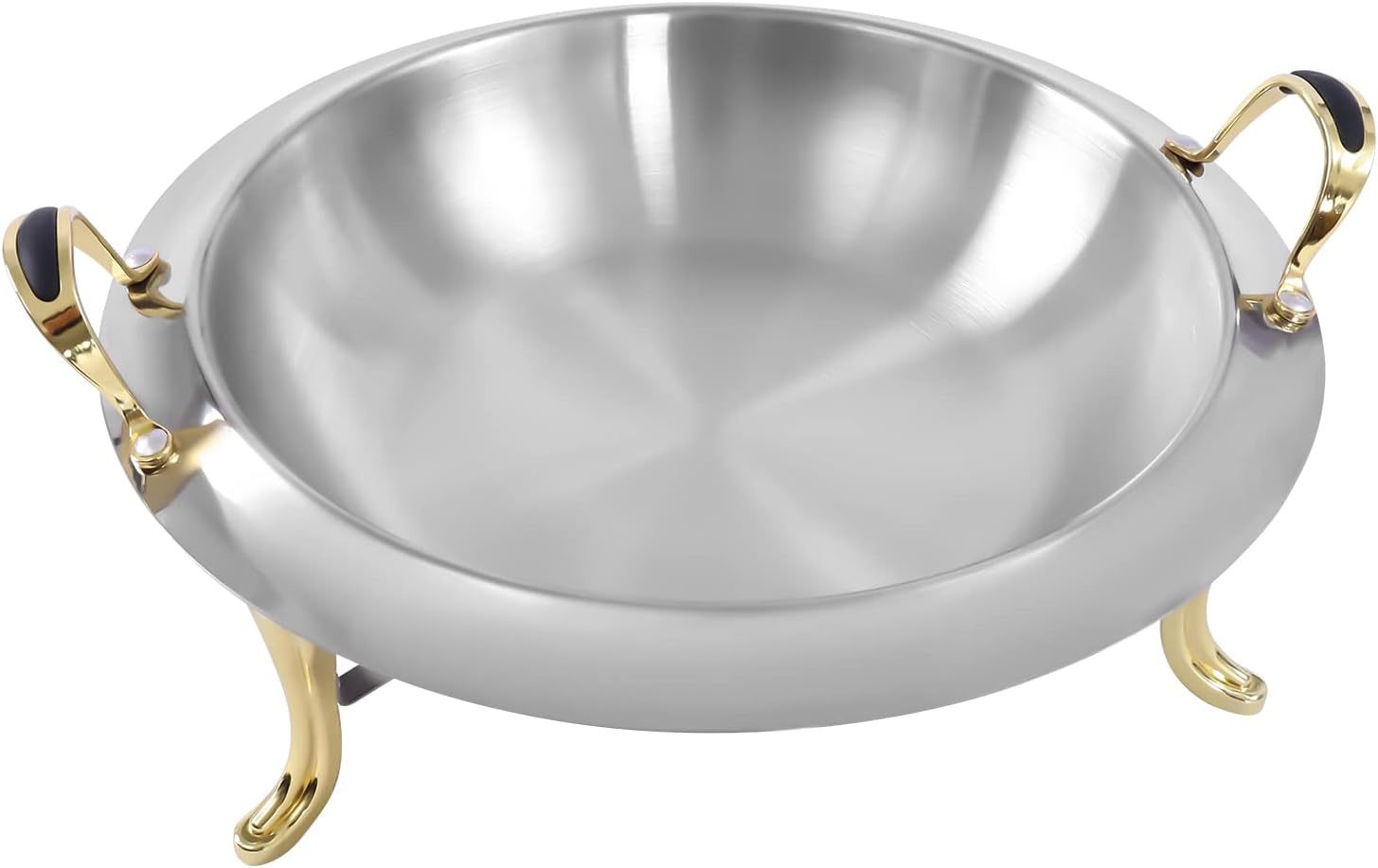 Réchauffeur de nourriture rond en acier inoxydable 3L avec couvercle Récipient chauffant pour buffet de fête de cuisine
