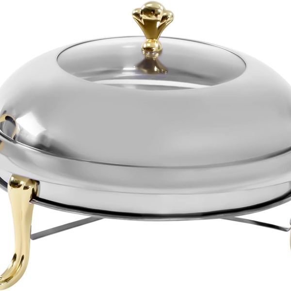 Réchauffeur de nourriture rond en acier inoxydable 3L avec couvercle Récipient chauffant pour buffet de fête de cuisine Réchauffeur de nourriture rond en acier inoxydable 3L avec couvercle Récipient chauffant pour buffet de fête de cuisine