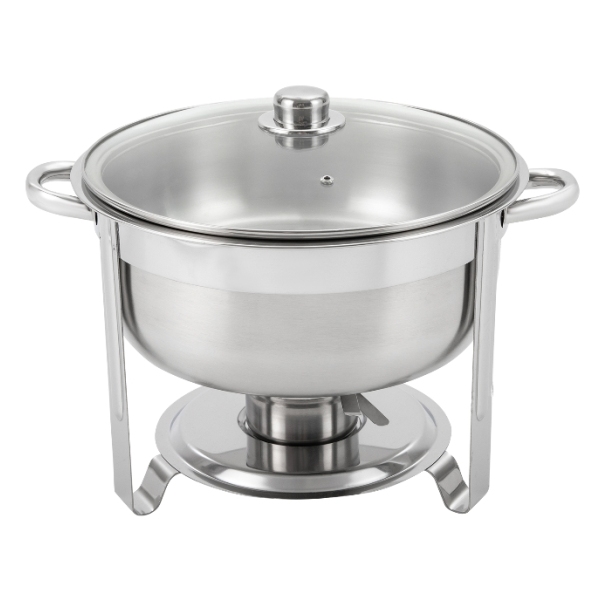 Cuisinière ronde en acier inoxydable de 8,5 L avec couvercle en verre, double bol, adaptée aux buffets et aux fêtes