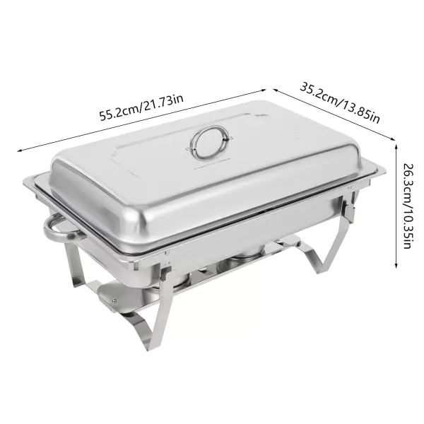 Ensemble de buffet en acier inoxydable avec cadre pliable, 4,76 litres (chacun), argent