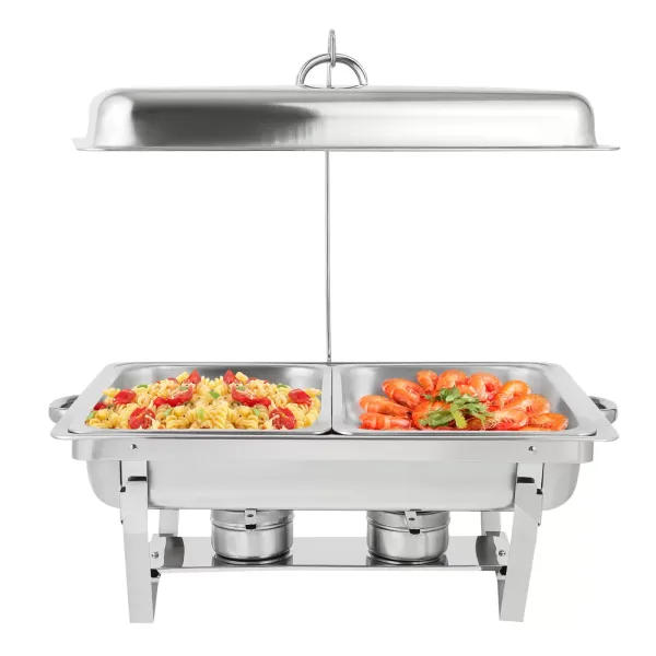 Ensemble de buffet en acier inoxydable avec cadre pliable, 4,76 litres (chacun), argent
