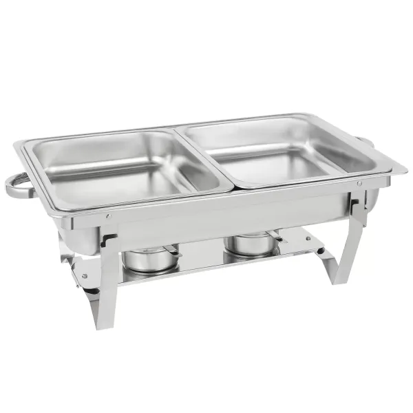 Ensemble de buffet en acier inoxydable avec cadre pliable, 4,76 litres (chacun), argent