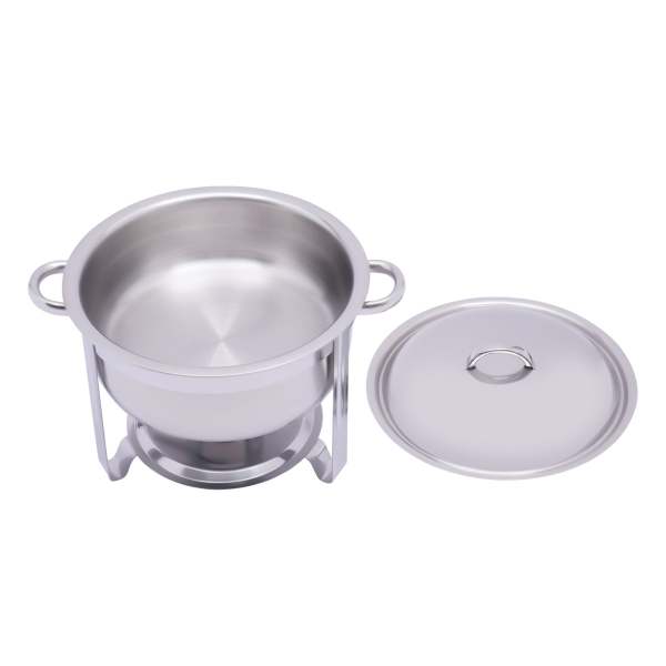 Chafing Dish Chafer rond en acier inoxydable avec couvercle Chauffe-plats chaud 5 l pour buffet restauration Party Chafing Dish Chafer rond en acier inoxydable avec couvercle Chauffe-plats chaud 5 l pour buffet restauration Party